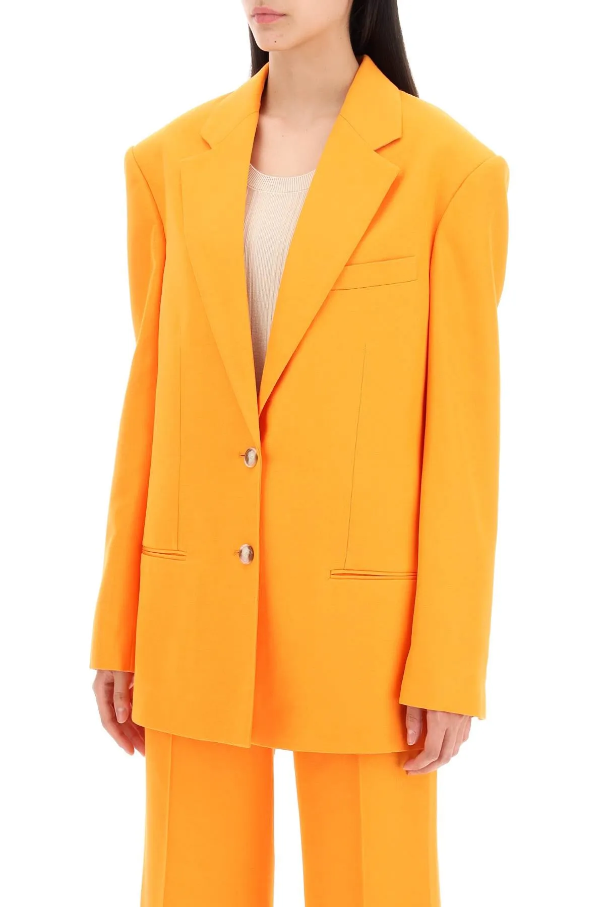 eco-friendly single-breasted visc 650072 3DU701 BRIGHT ORANGE