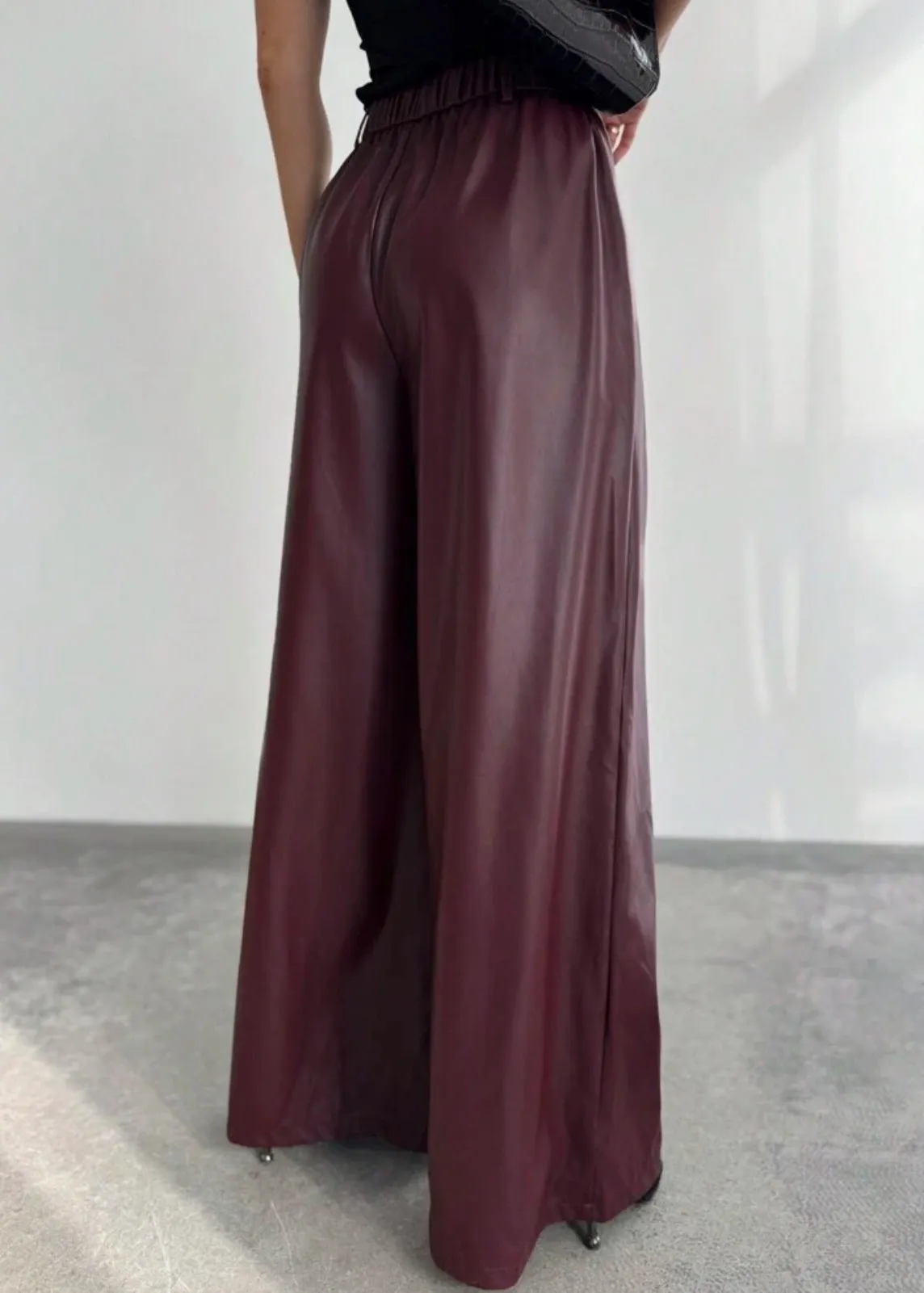 Eco-Leather High Waisted Trousers