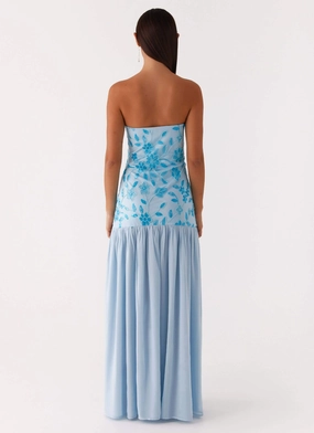 Eden Strapless Beaded Maxi Dress - Blue Eden Strapless Beaded Maxi Dress - Blue