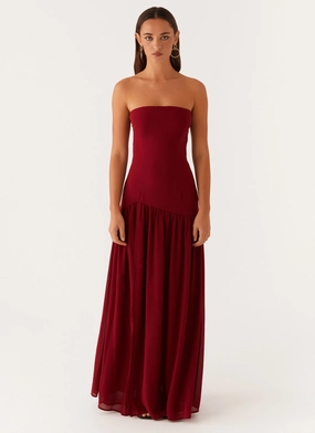 Eden Strapless Maxi Dress - Maroon Eden Strapless Maxi Dress - Maroon