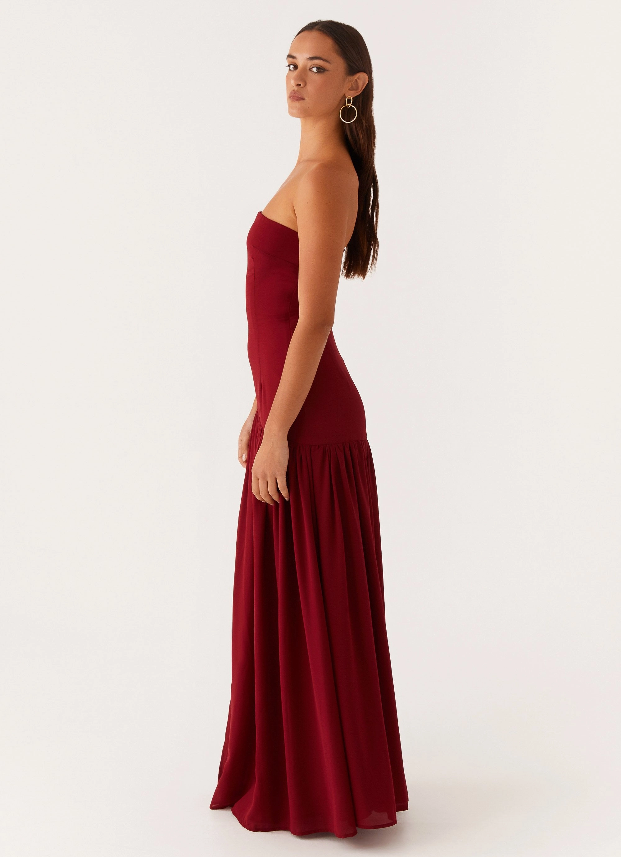 Eden Strapless Maxi Dress - Maroon