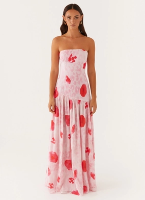 Eden Strapless Maxi Dress - Rose Leopard Eden Strapless Maxi Dress - Rose Leopard