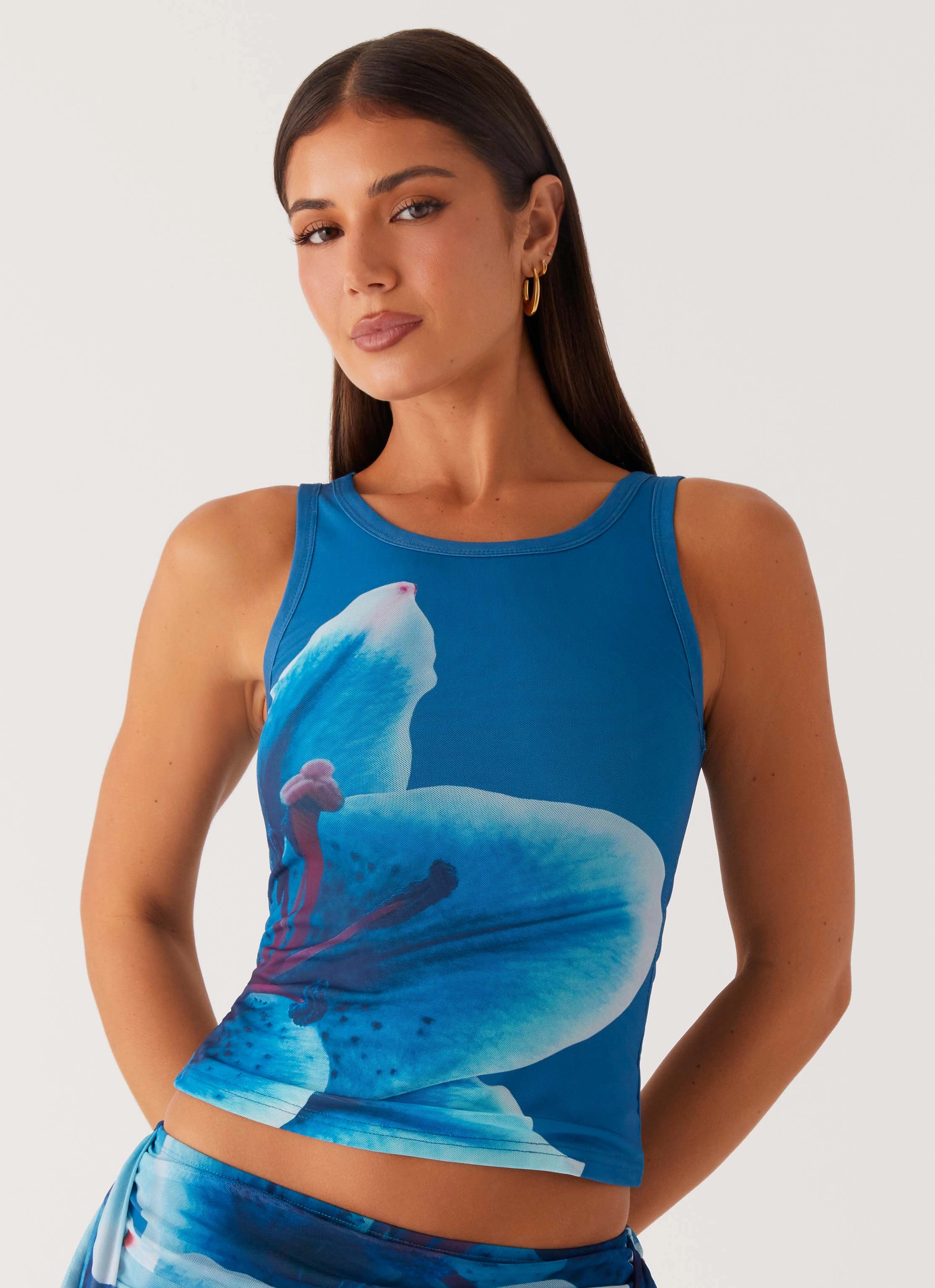 Edera Tank - Turquoise Floral