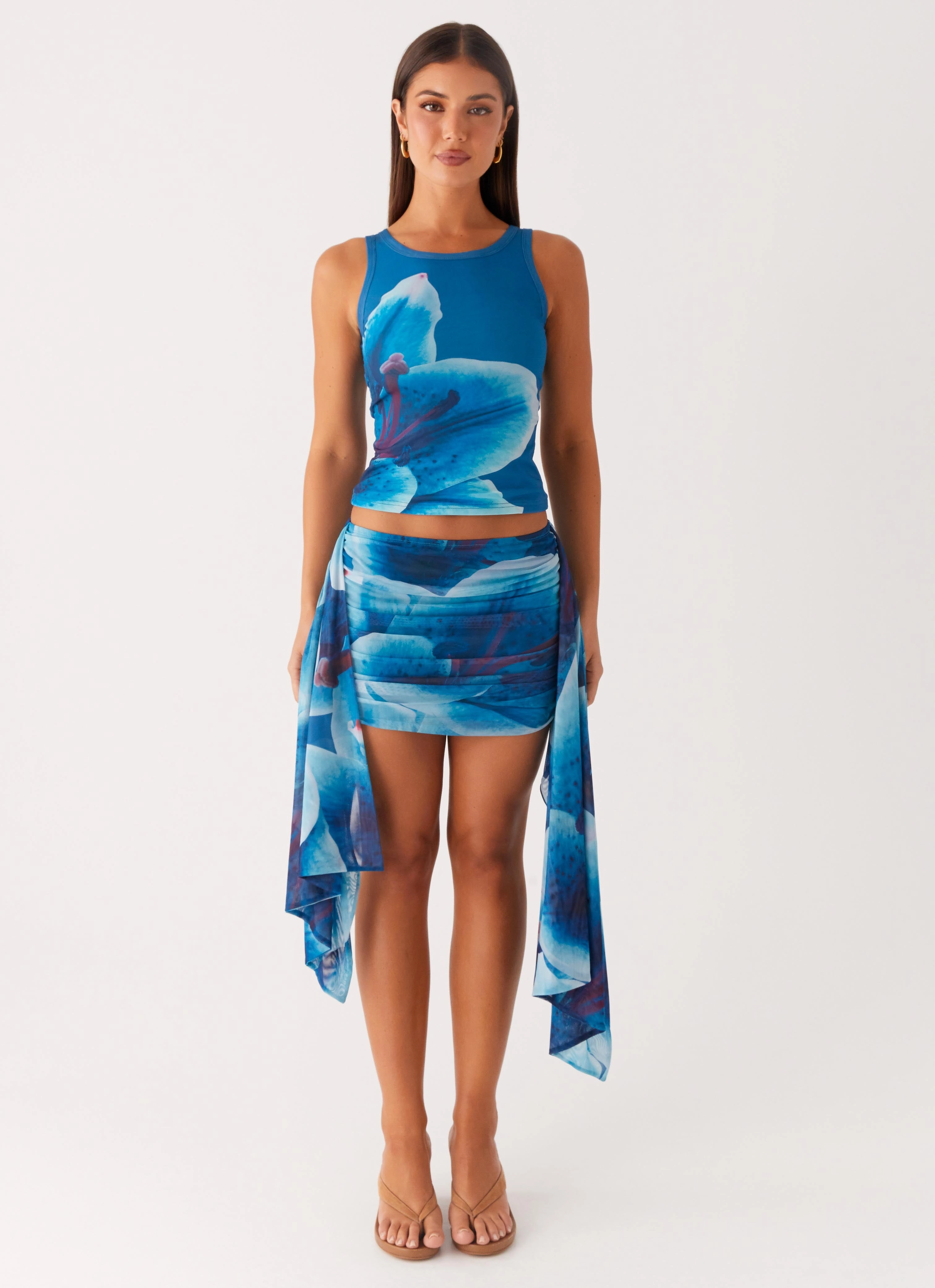 Edera Tank - Turquoise Floral