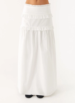 Effortless Tiered Maxi Skirt - White Effortless Tiered Maxi Skirt - White