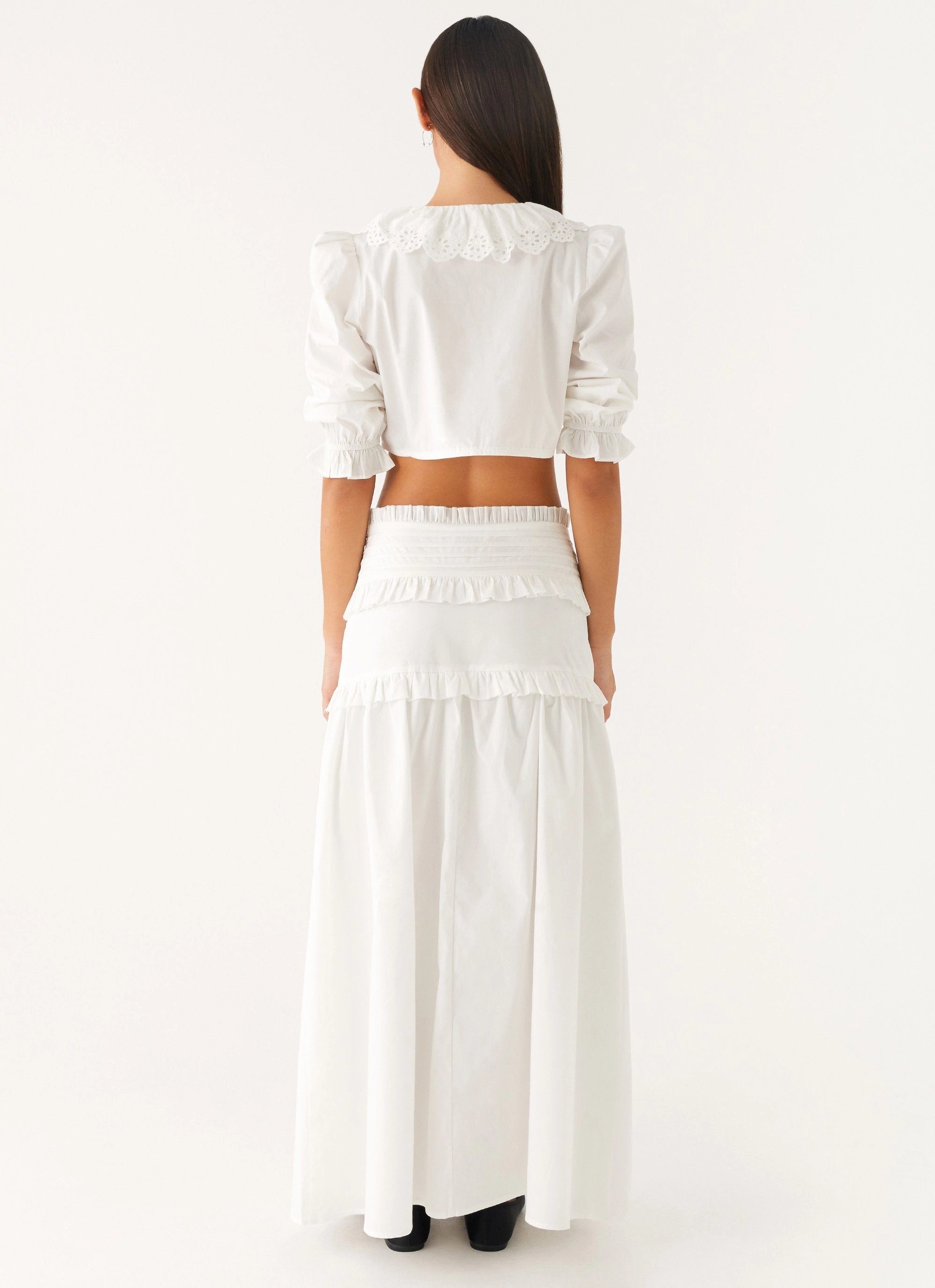 Effortless Tiered Maxi Skirt - White
