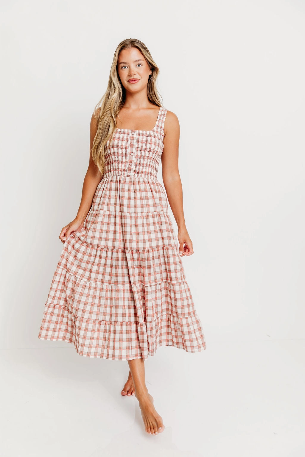 Eileen Plaid Maxi Dress in Pink