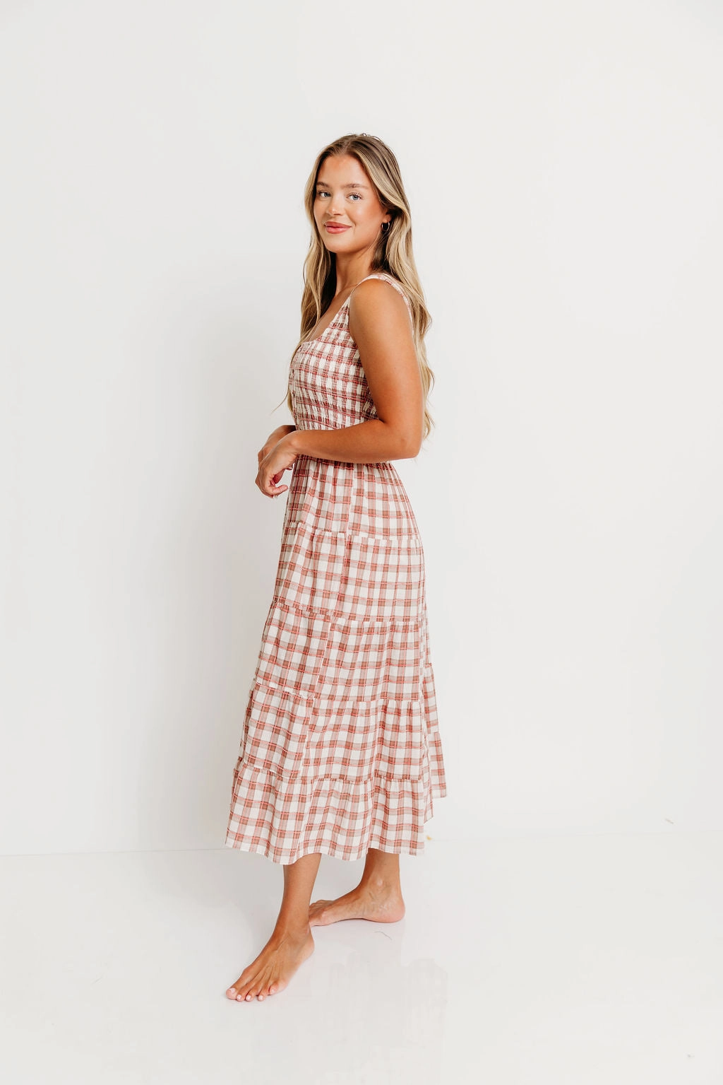 Eileen Plaid Maxi Dress in Pink