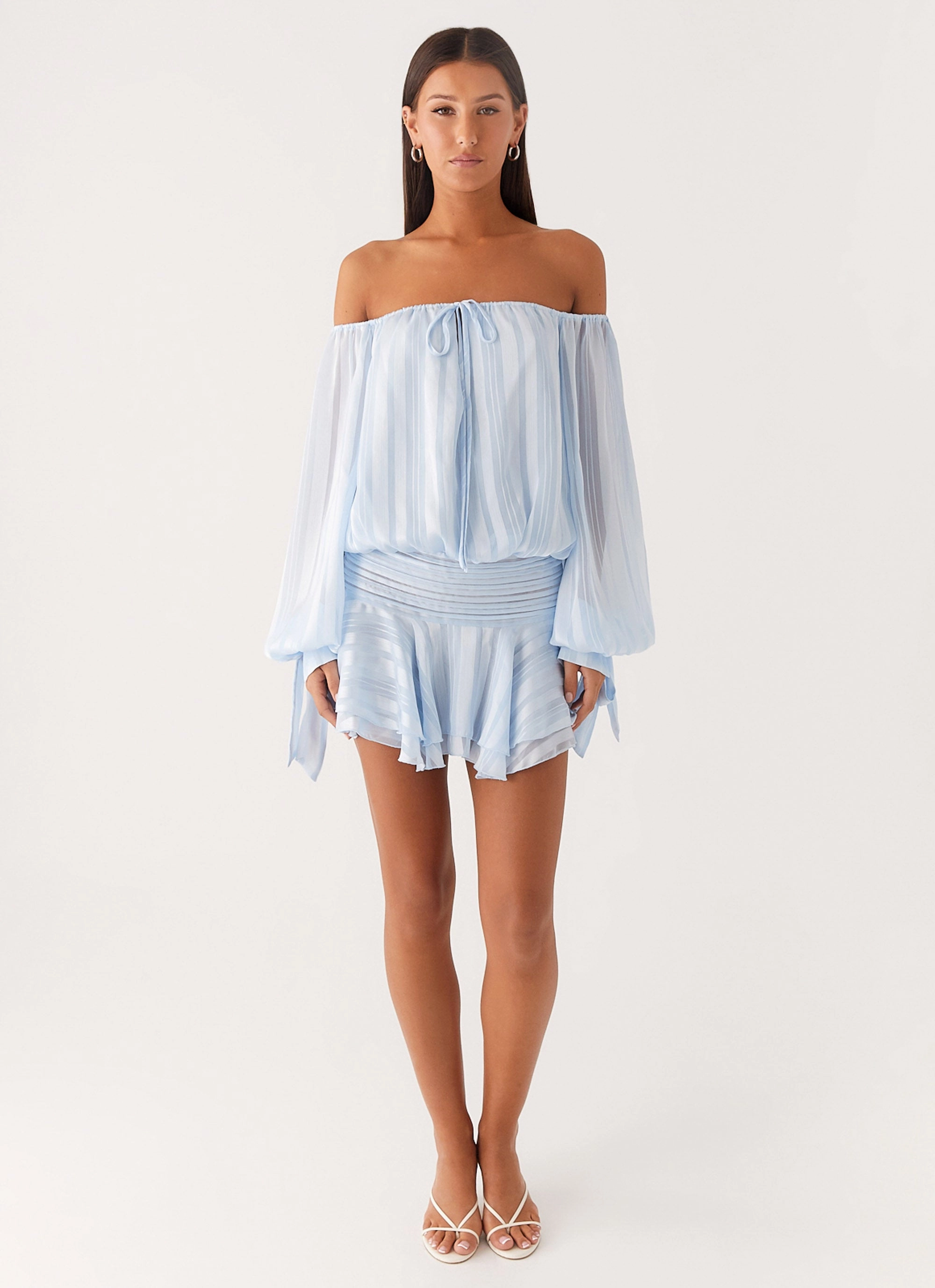 Eira Balloon Sleeve Mini Dress - Baby Blue
