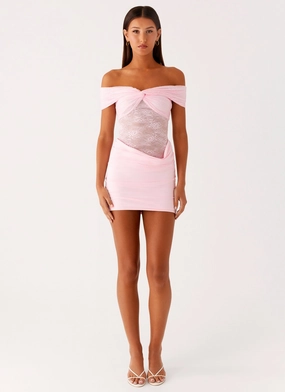 Either Way Off Shoulder Mini Dress - Baby Pink Either Way Off Shoulder Mini Dress - Baby Pink
