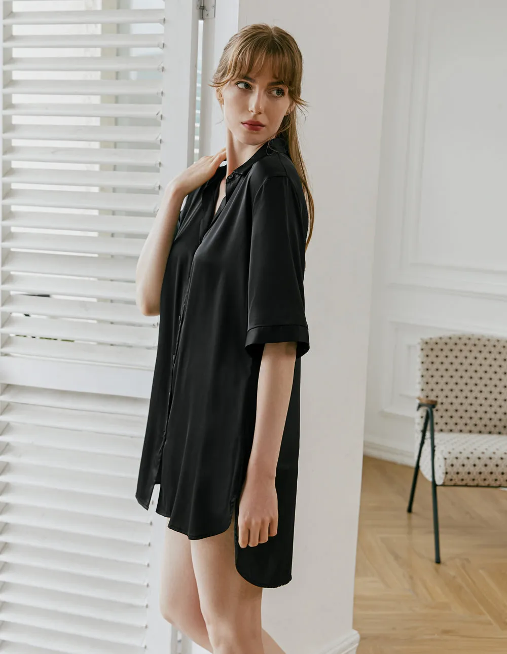 Ekouaer Boyfriend Style Sexy Silk Nightgown (US Only)