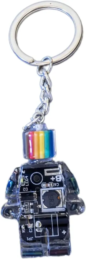 Electronic Robot Shaped Keychain Rainbow Color Key Chain Multi-Functional Phone Chain Girls Bag Purse Accessories