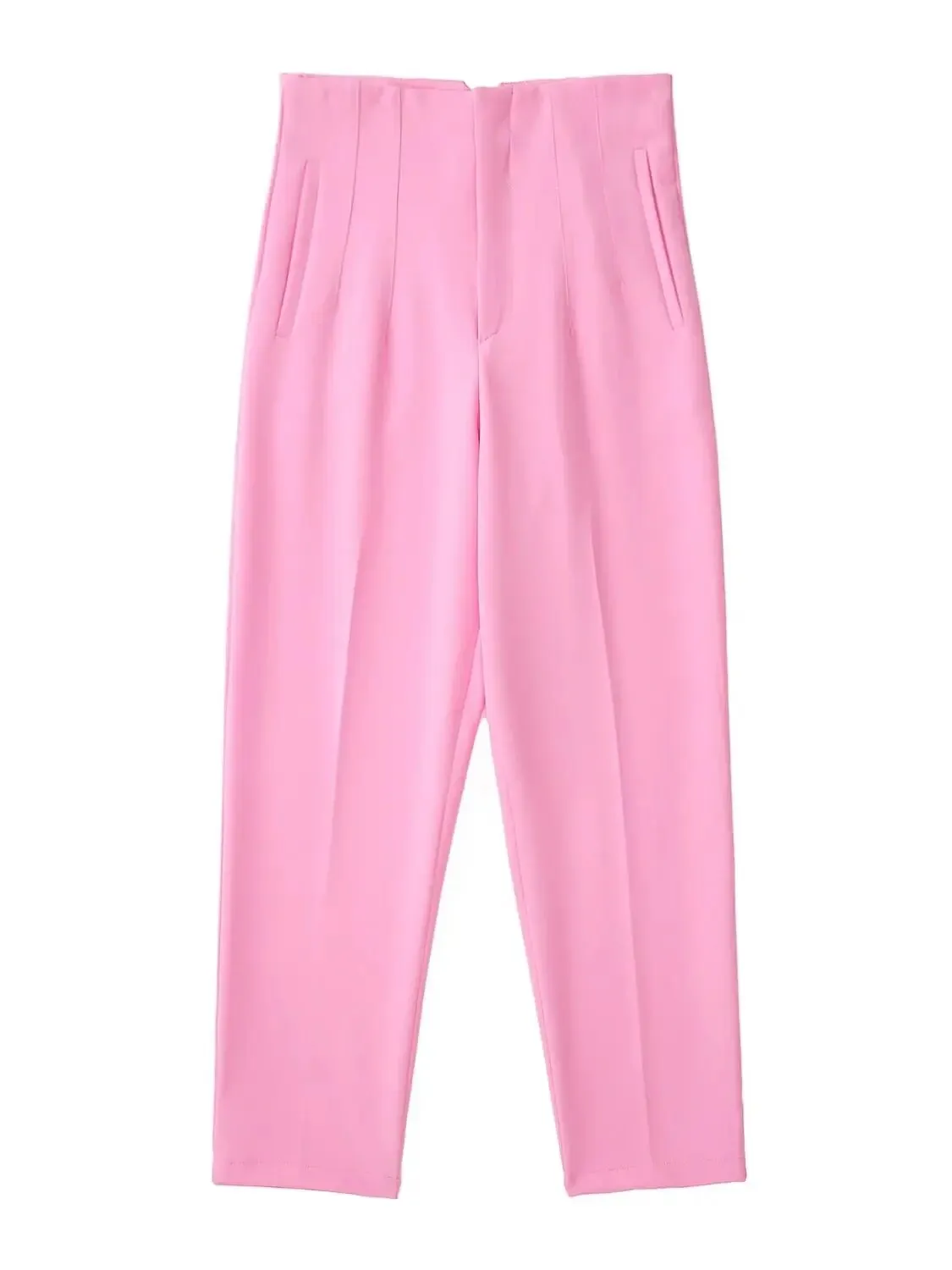 Elegant High-Waisted Beige Trousers: Stylish Office Fashion