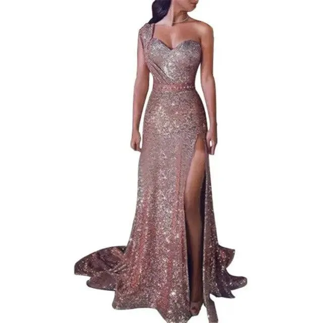 Elegant Long Evening Dresses Sexy One Shoulder Sleeveless