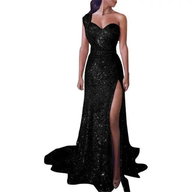 Elegant Long Evening Dresses Sexy One Shoulder Sleeveless