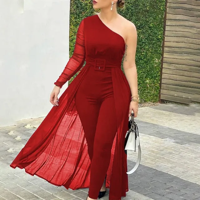 Elegant Long Sleeve Sheer Mesh Jumpsuit