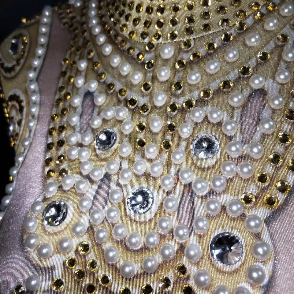 Elegant Pearls Long Sleeves Jumpsuit