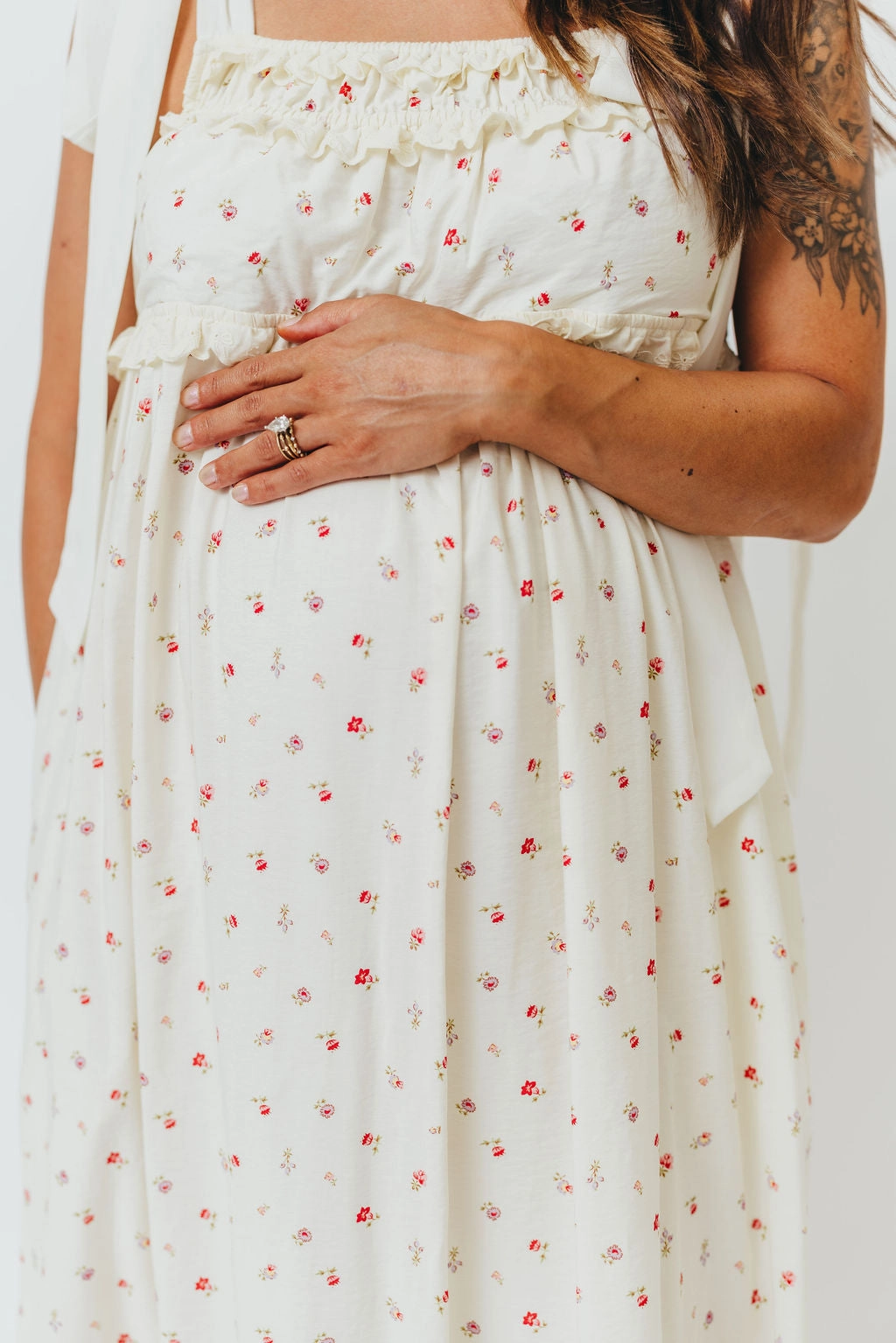 Ellery Tank Maxi Dress with Bow Straps in Primrose - Bump Friendly