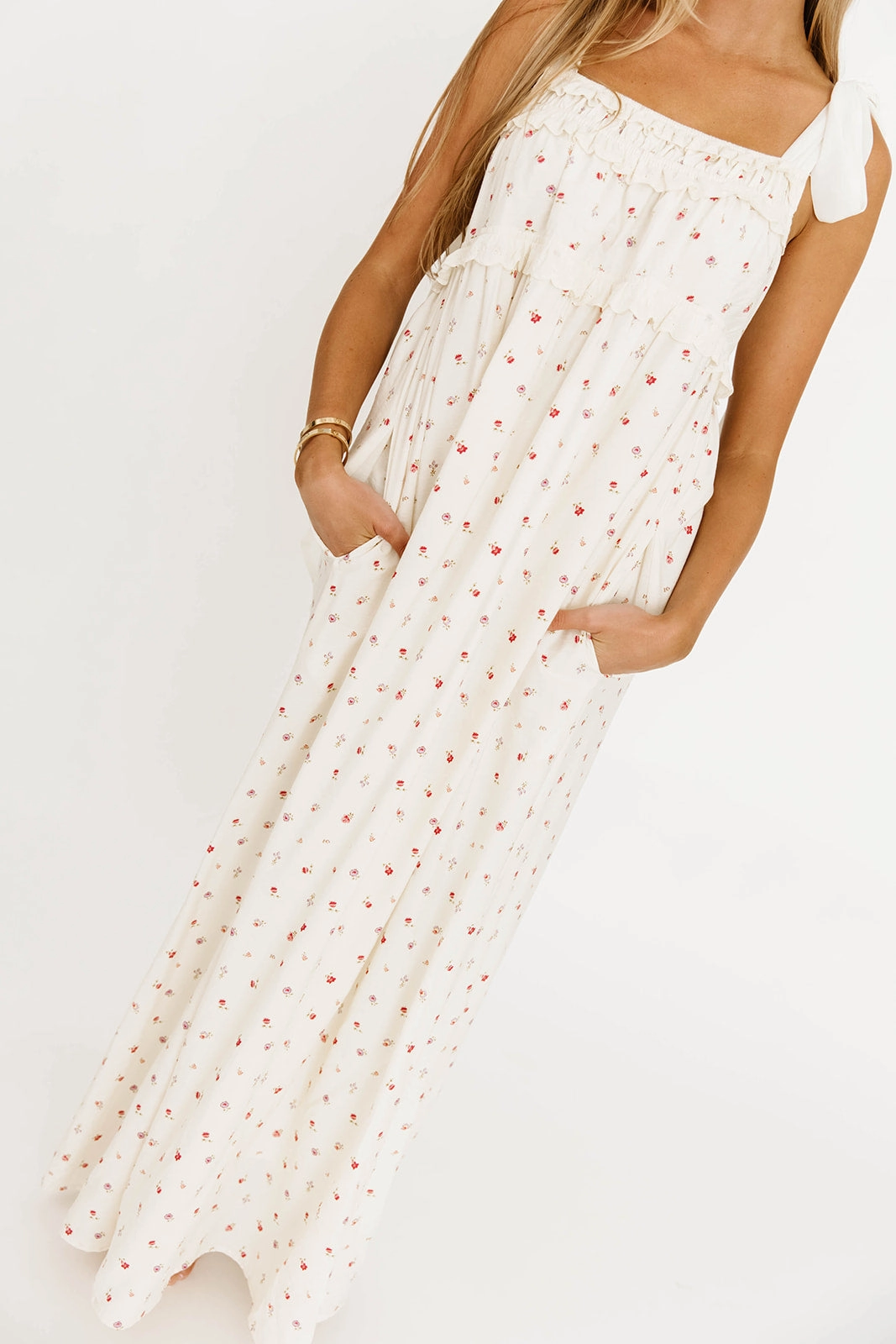 Ellery Tank Maxi Dress with Bow Straps in Primrose - Bump Friendly