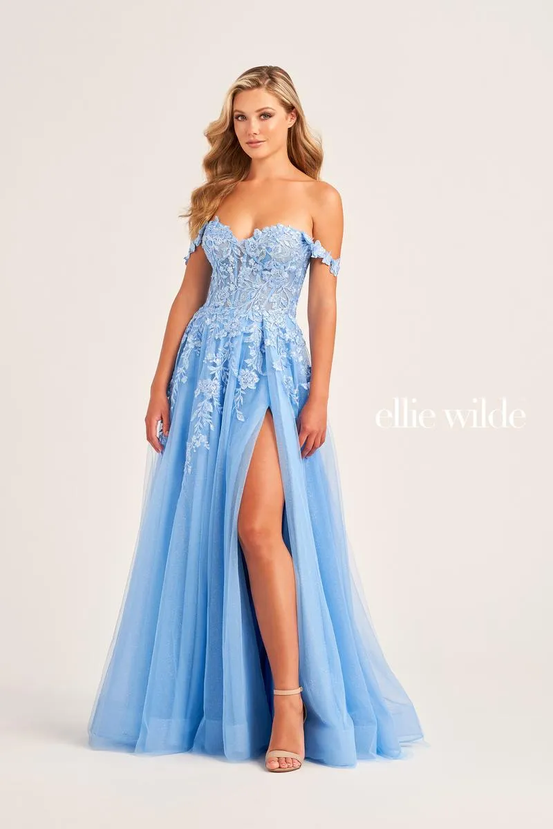 Ellie Wilde A-Line Off Shoulder Prom Dress EW35101