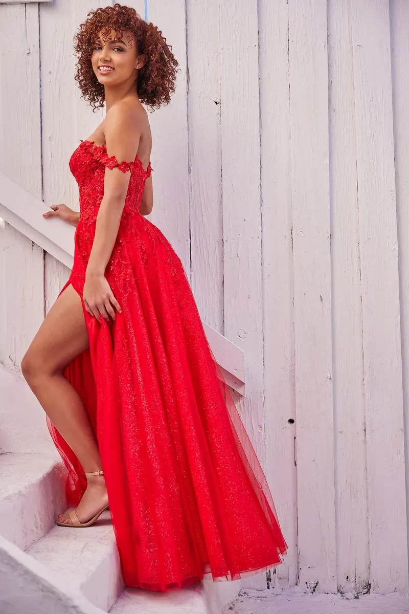 Ellie Wilde A-Line Off Shoulder Prom Dress EW35101