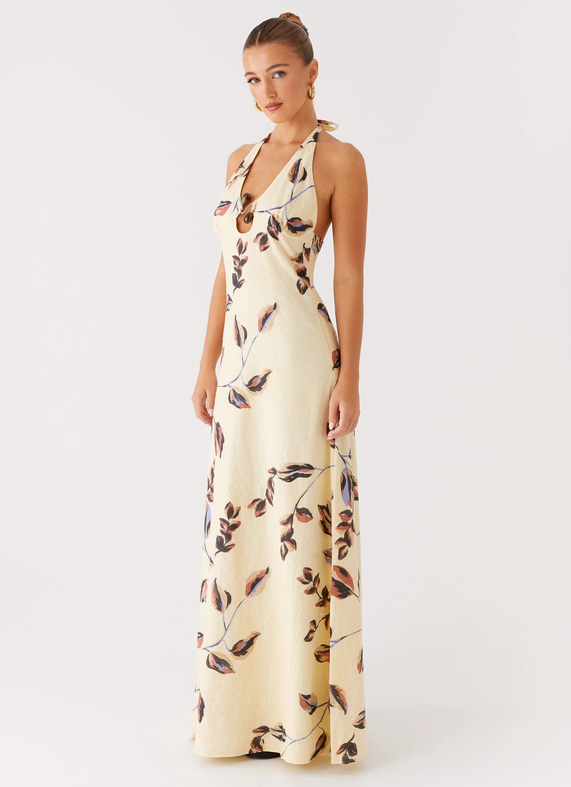 Elvina Halter Neck Maxi Dress - Buttercream Bliss