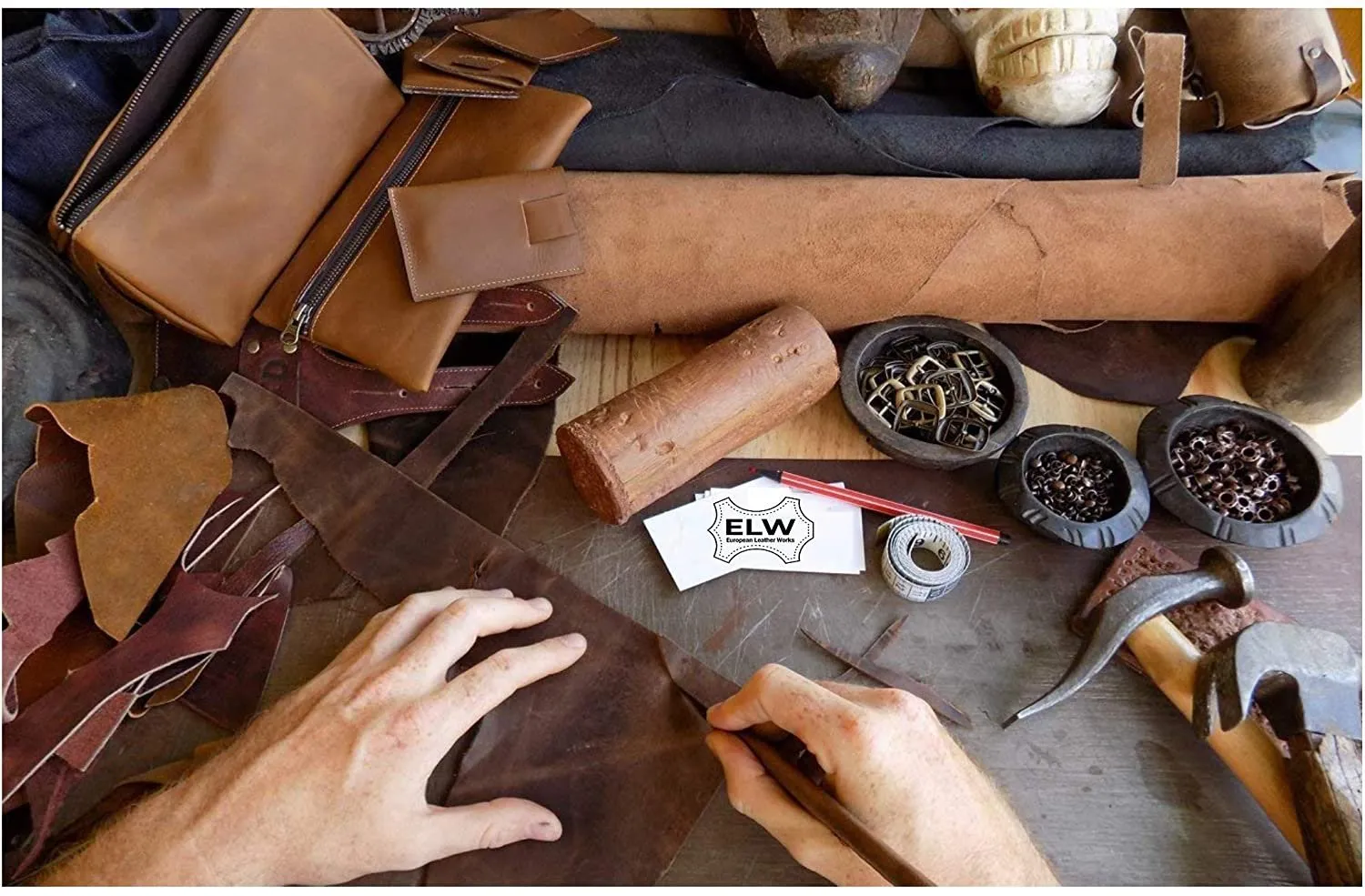 ELW Import Tooling Leather Vegetable Tanned Natural Cowhide Leather Side 3/4 oz. (1.2-1.66mm) 22-26 SQ. FT.