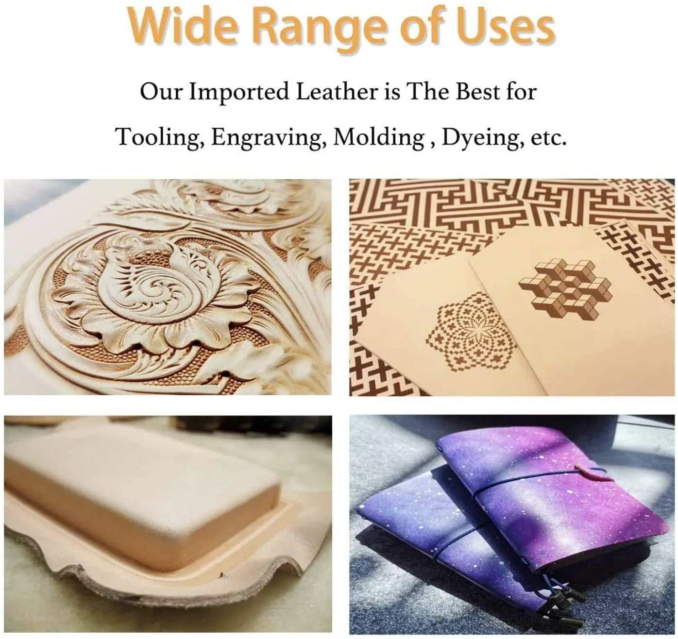 ELW Import Tooling Leather Vegetable Tanned Natural Cowhide Leather Side 3/4 oz. (1.2-1.66mm) 22-26 SQ. FT.