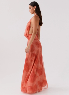 Elysia Chiffon Maxi Dress - Fiery Fusion Elysia Chiffon Maxi Dress - Fiery Fusion