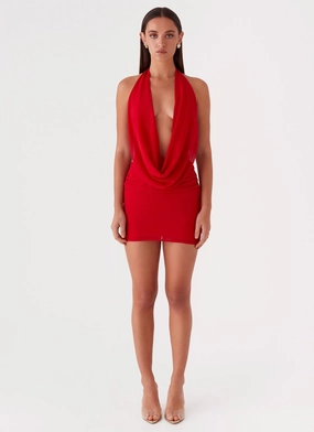 Elysia Chiffon Mini Dress - Red Elysia Chiffon Mini Dress - Red