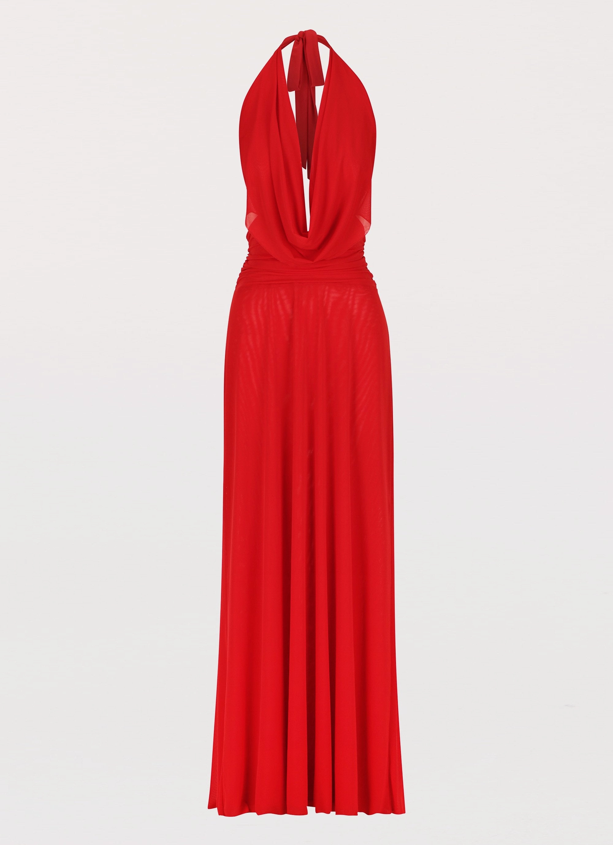 Elysia Mesh Maxi Dress - Cherry Red