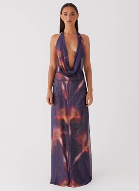 Elysia Mesh Maxi Dress - Midnight Bloom Elysia Mesh Maxi Dress - Midnight Bloom