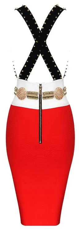 Embellished Color-Block Bandage Dress