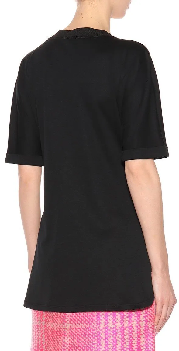 Embellished Cotton T-shirt, Black