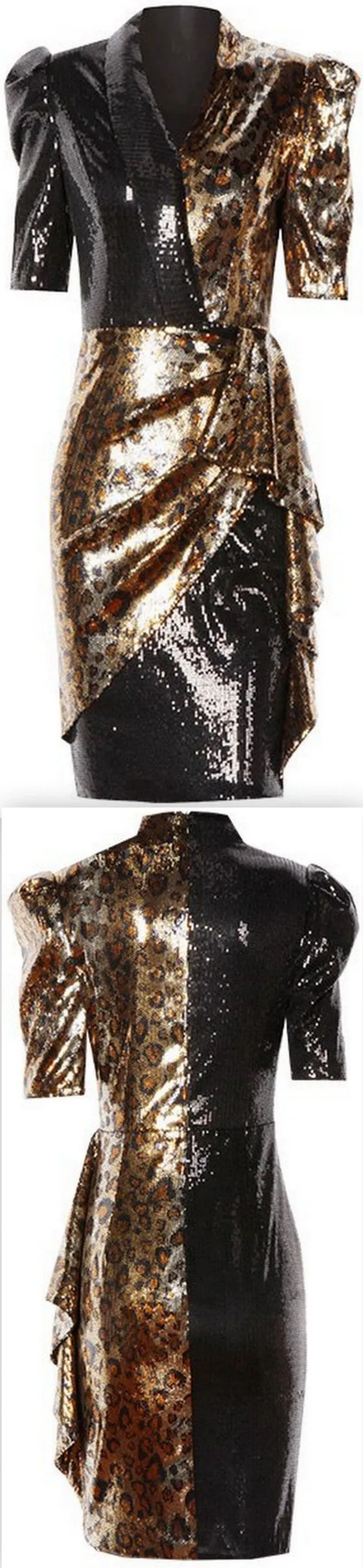 Embellished Half-Leopard Mini Dress