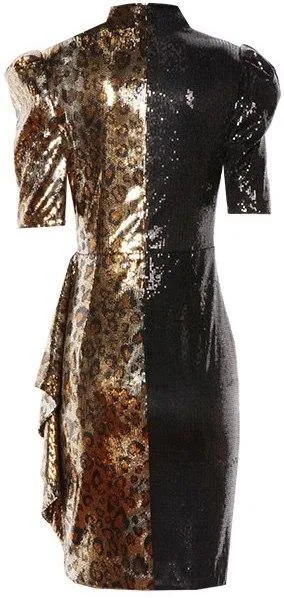 Embellished Half-Leopard Mini Dress