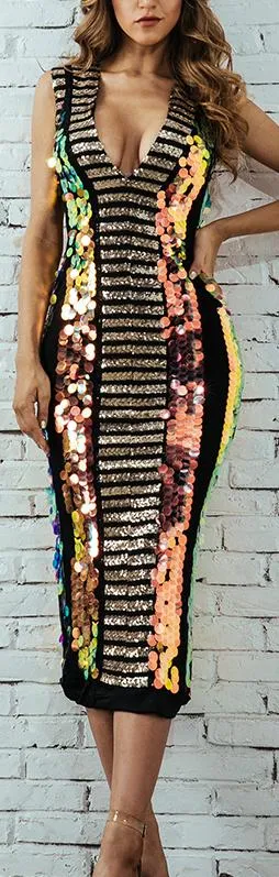 Embellished Low-Cut Stretch Evening Dress