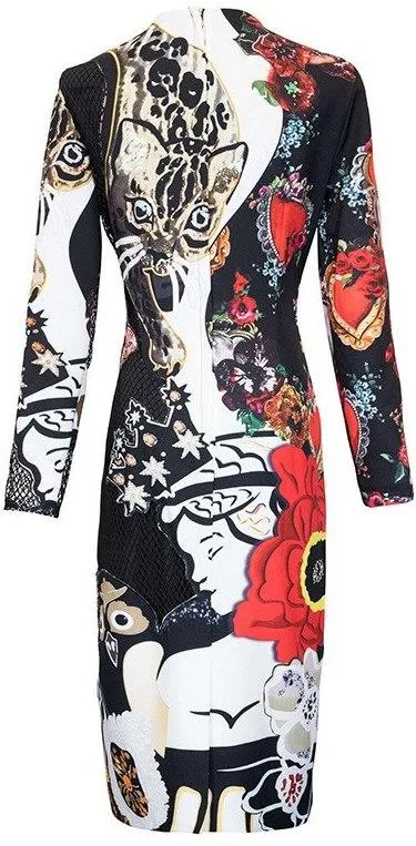 Embellished Patchwork Mesh Dress