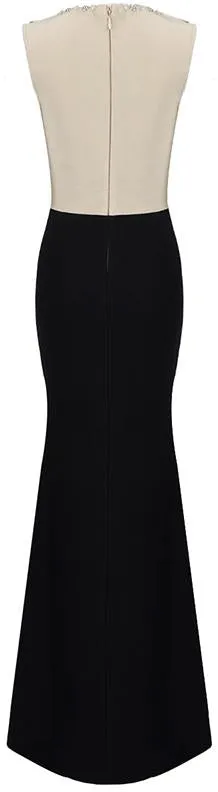 Embellished V-Neck Sleeveless Stretch Gown