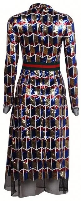 Embellished Web-Trim Midi Dress