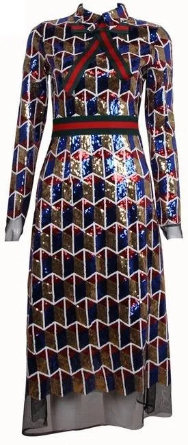 Embellished Web-Trim Midi Dress