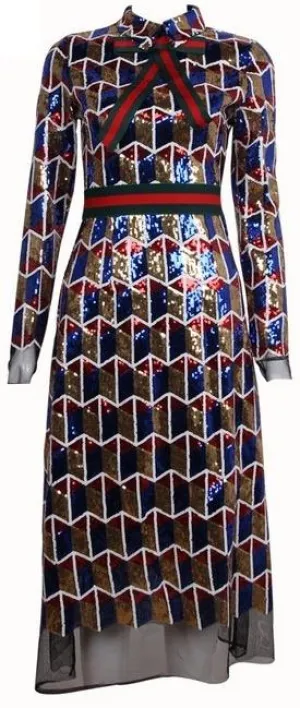 Embellished Web-Trim Midi Dress