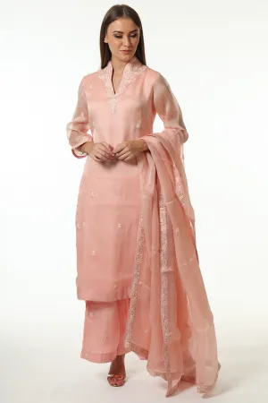 Embroidered Baby Pink Kurta Set