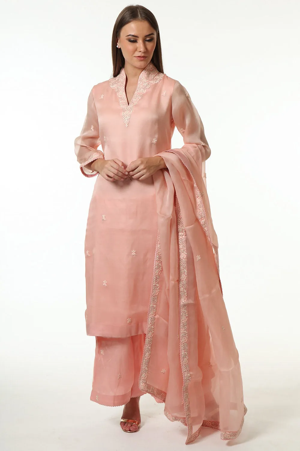 Embroidered Baby Pink Kurta Set