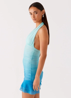 Emilio Halter Mini Dress - Blue Gradient Emilio Halter Mini Dress - Blue Gradient