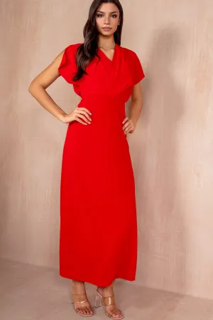 Emily Red Wrap V-Neck Dress