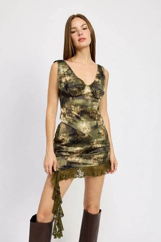 Emory Park Printed Satin Bustier Top