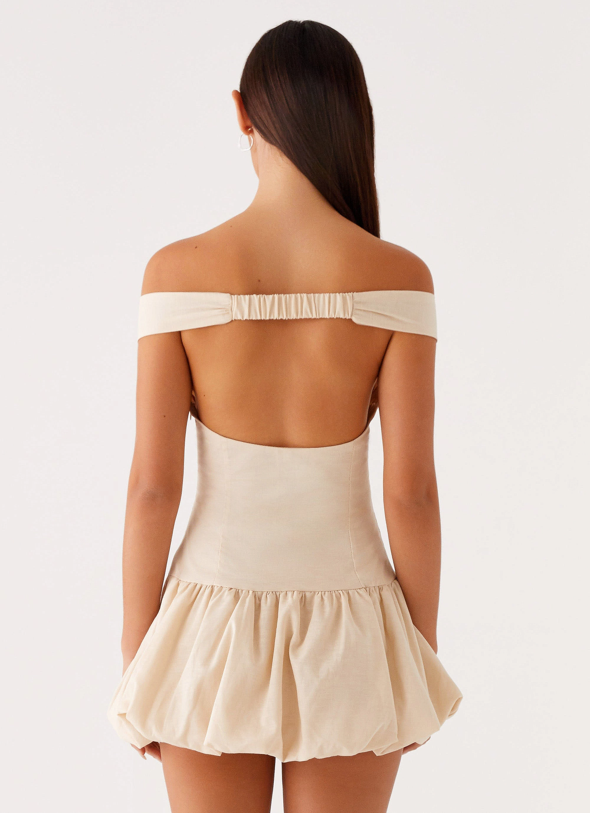 Endless Romance Off Shoulder Mini Dress - Butter