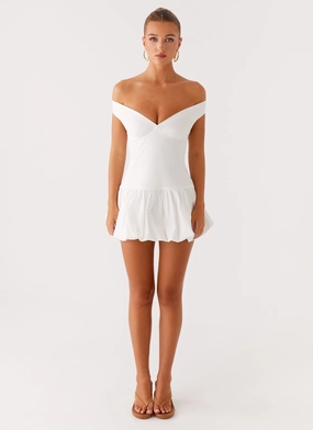 Endless Romance Off Shoulder Mini Dress - White Endless Romance Off Shoulder Mini Dress - White