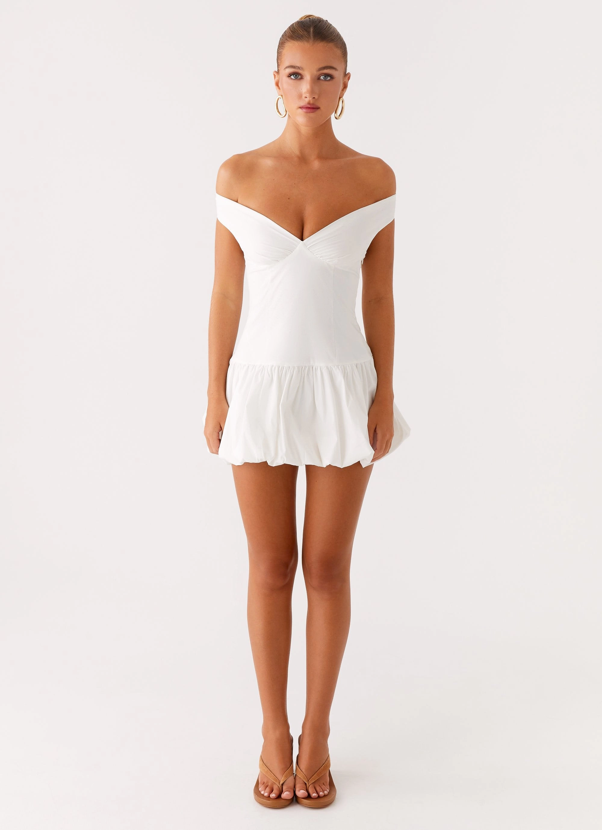 Endless Romance Off Shoulder Mini Dress - White